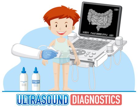 Ilustración de Ultrasound diagnostics text for banner or poster design illustration - Imagen libre de derechos