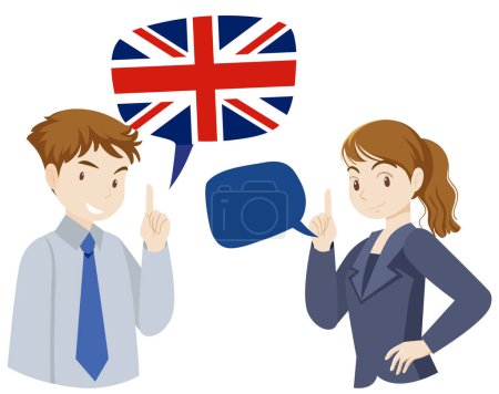 Téléchargez les illustrations : English language conversation concept illustration - en licence libre de droit