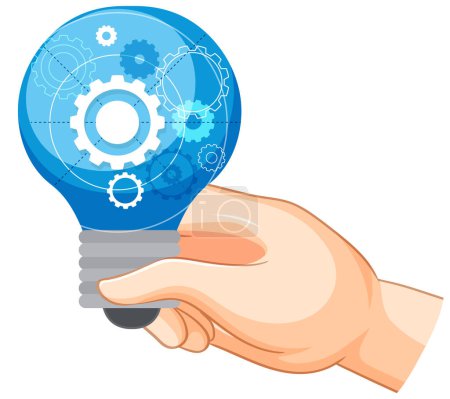 Ilustración de Gears inside light bulb icon design illustration - Imagen libre de derechos