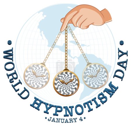Téléchargez les photos : Journée mondiale de l'hypnotisme illustration icône Janvier - en image libre de droit
