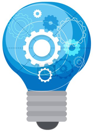 Photo for Gears inside light bulb icon design illustration - Royalty Free Image