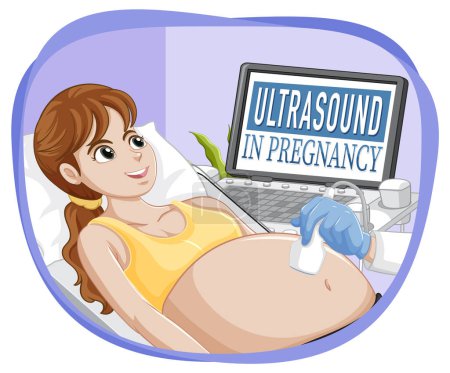 Illustration for Ultrasound in pregnancy for banner or poster design illustration - Royalty Free Image