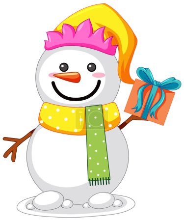 Illustration for Isolated cute Christmas snowman illustration - Royalty Free Image