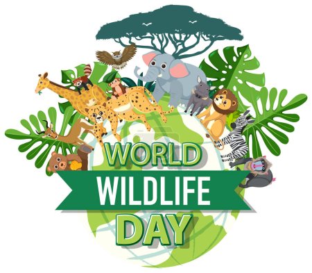 Illustration for World Wildlife Day Banner illustration - Royalty Free Image