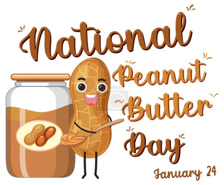 Ilustración de Ilustración de diseño de banner de mantequilla de cacahuete nacional - Imagen libre de derechos