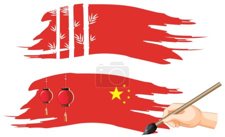 Téléchargez les illustrations : Flag of China on white background illustration - en licence libre de droit