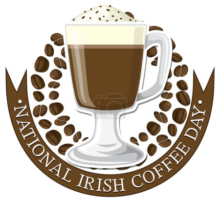 Téléchargez les illustrations : Journée nationale du café irlandais Bannière Illustration de design - en licence libre de droit