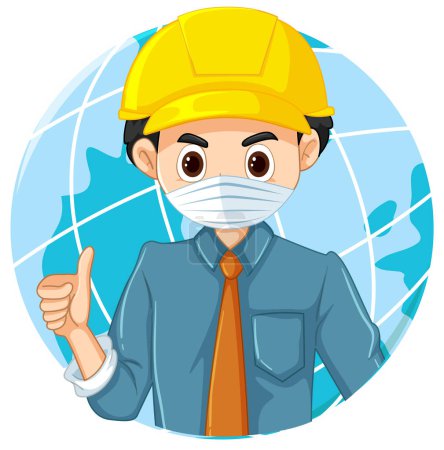 Ilustración de Engineer man wearing hard hat illustration - Imagen libre de derechos