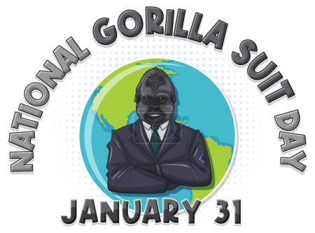 Téléchargez les illustrations : Journée nationale du costume Gorilla Illustration de bannière - en licence libre de droit