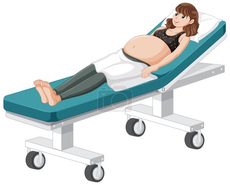 Illustration for Pregnant woman lying on hospital bed illustration - Royalty Free Image