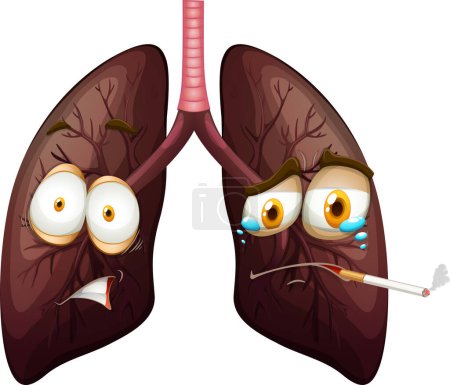 Téléchargez les illustrations : Human lungs with face expression illustration - en licence libre de droit