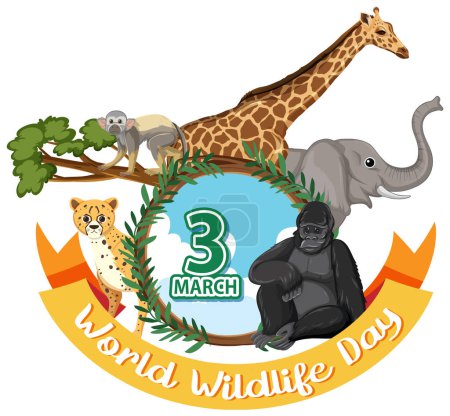 Illustration for World Wildlife Day Banner illustration - Royalty Free Image