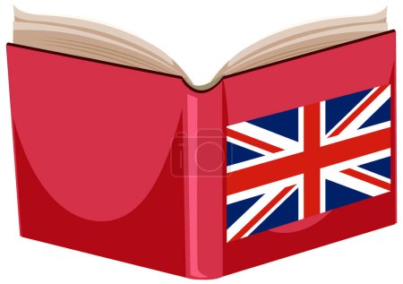 Téléchargez les illustrations : Flag of United Kingdom on book cover illustration - en licence libre de droit