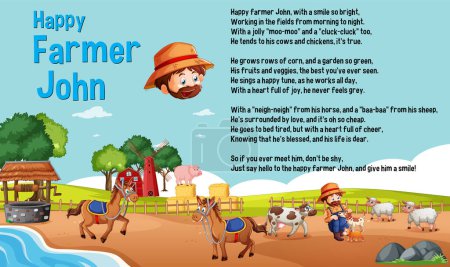 Illustration for Happy farmer John story song for kids illustration - Royalty Free Image