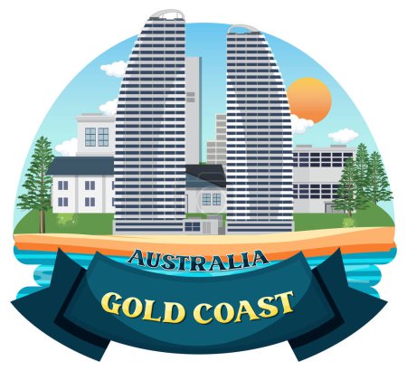 Illustration for Gold Coast Australia Building Landmark illustration - Royalty Free Image