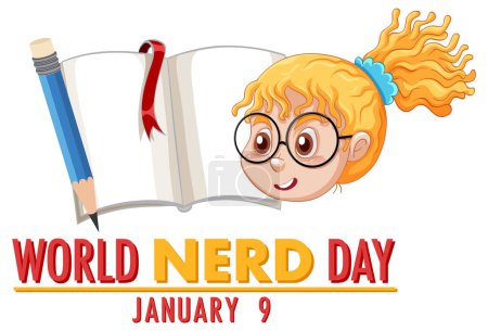 Illustration for World Nerd Day banner design illustration - Royalty Free Image