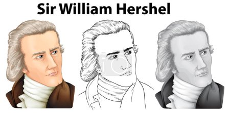 Téléchargez les illustrations : Sir William Herschel portrait vector illustration - en licence libre de droit