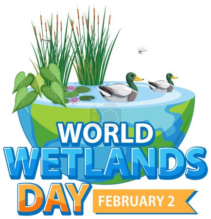 Illustration for World wetlands day on February icon illustration - Royalty Free Image