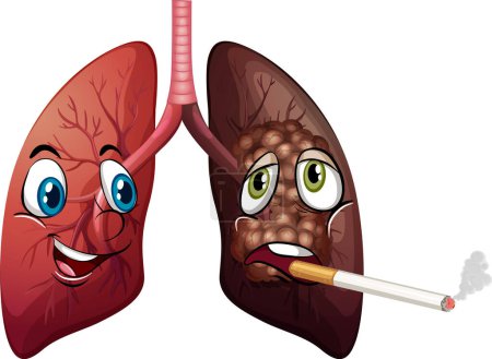 Ilustración de Human lungs with face expression illustration - Imagen libre de derechos