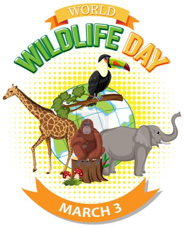 Téléchargez les illustrations : Monde la faune jour Banner Illustration - en licence libre de droit