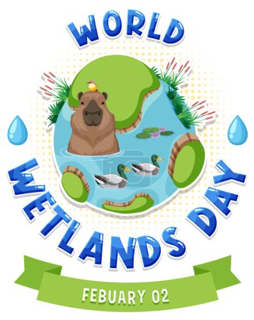 Ilustración de World wetlands day on February icon illustration - Imagen libre de derechos