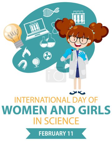Ilustración de International Day of Women and Girls in Science illustration - Imagen libre de derechos