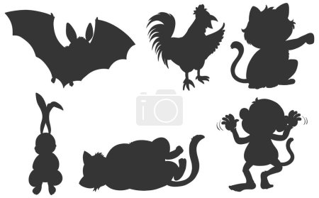 Téléchargez les illustrations : Silhouette of animals set illustration - en licence libre de droit