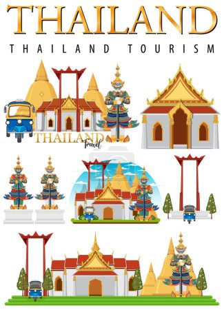 Ilustración de Bangkok Tailandia Landmark Logo Banner ilustración - Imagen libre de derechos