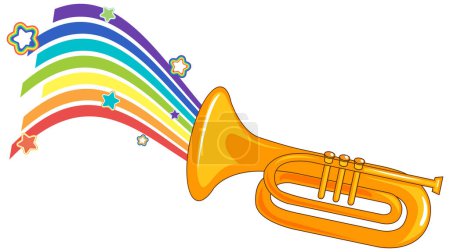 Téléchargez les illustrations : Instrument de musique trompette pour illustration de conception de bannière - en licence libre de droit