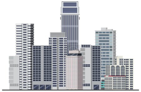 Ilustración de Urban landscape with high skyscrapers illustration - Imagen libre de derechos