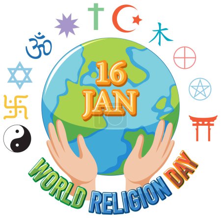Ilustración de Día Mundial de la Religión Banner Design illustration - Imagen libre de derechos