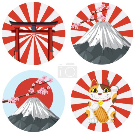 Téléchargez les illustrations : Element and icon of Japan illustration - en licence libre de droit