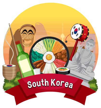 Téléchargez les illustrations : Corée du Sud élément nation tradition symbole illustration - en licence libre de droit
