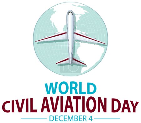Téléchargez les illustrations : Illustration de bannière icône de la Journée de l'aviation civile internationale - en licence libre de droit