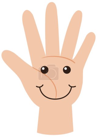 Téléchargez les illustrations : Main humaine avec illustration sourire - en licence libre de droit