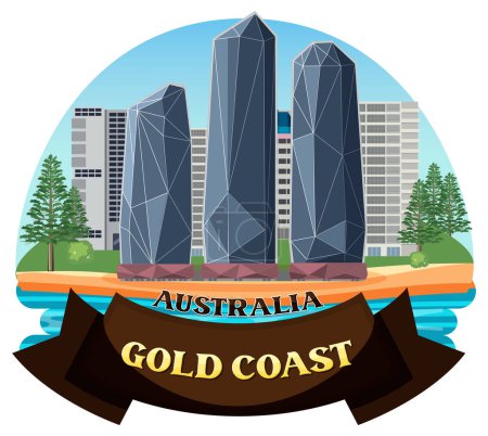 Illustration for Gold Coast Australia Building Landmark illustration - Royalty Free Image