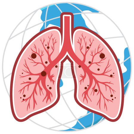 Ilustración de Human lungs on earth globe illustration - Imagen libre de derechos