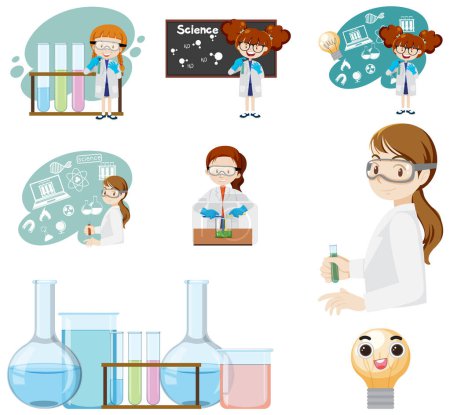 Illustration for Set of scientist kids characters illustration - Royalty Free Image