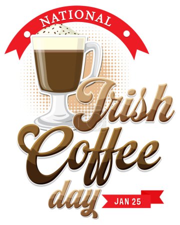 Illustration for National Irish coffee day banner design illustration - Royalty Free Image