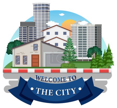 Ilustración de Welcome to the city vector illustration - Imagen libre de derechos