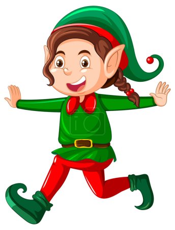 Illustration for Cute kid wearing elf costume cartoon illustration - Royalty Free Image