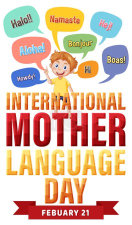 Téléchargez les illustrations : International mother language day banner design illustration - en licence libre de droit