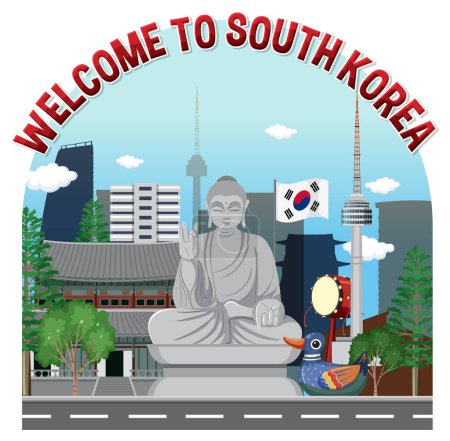 Téléchargez les illustrations : Korean element nation tradition symbol illustration - en licence libre de droit