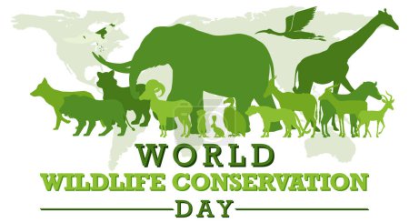 Illustration for World Wildlife Conservation Day Poster Template illustration - Royalty Free Image