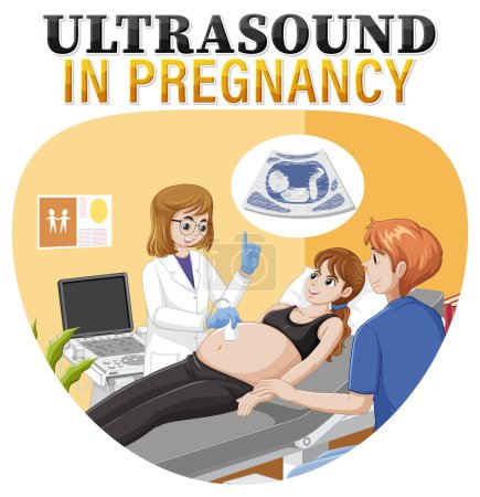 Téléchargez les illustrations : Ultrasound in pregnancy for banner or poster design illustration - en licence libre de droit