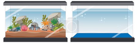 Illustration for Aquarium tank with fishes and decorations illustration - Royalty Free Image