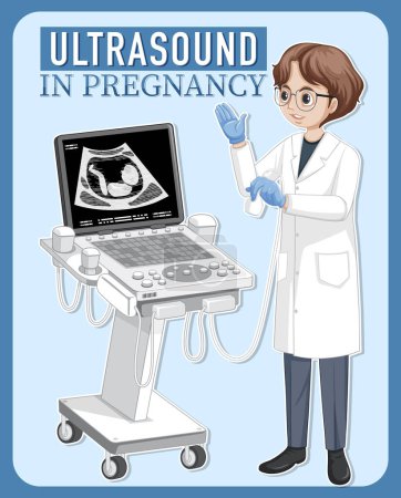Illustration for Doctor using ultrasound scanning machine illustration - Royalty Free Image