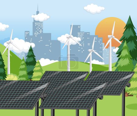 Illustration for Green energy generated from natural resources vector concept illustration - Royalty Free Image