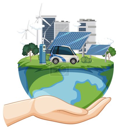 Illustration for Green energy generated from natural resources vector concept illustration - Royalty Free Image