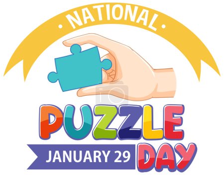 Téléchargez les illustrations : Illustration de conception de bannière Journée nationale du puzzle - en licence libre de droit
